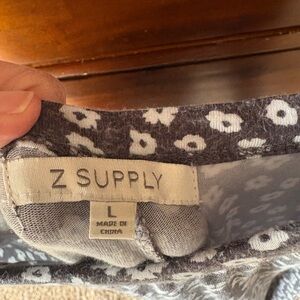 Z Supply Charcoal Floral Pattern Top